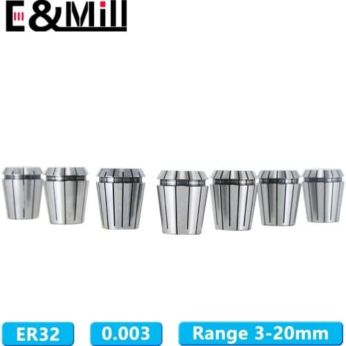 High Precision 0.003 Up ER32 Collet Chuck 3~20mm ER Spring Collet Chuck For CNC Milling Tool Holder Engraving Machine Lathe Mill