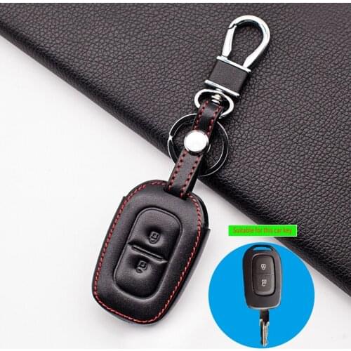 Carrying Leather car key holder for Renault kwid traffic symbol for dacia sandero logan duster 2016 2017 2018 2 button remote