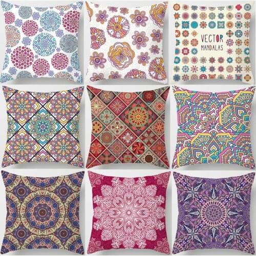 Mandala Pillow Cover Decorative Morocco Colorful Cushion Cover 45X45Cm Boho Pillow Polyester Throw Pillow Sofa Bed Cojin