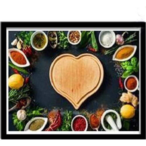 Cozinha tempero legumes pintura diamante quadrado completo broca redonda strass de fotos 5d diy diamante Embroidery