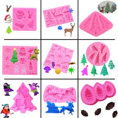 Christmas Series Food Grade Resin Molds Silicone Mold Pink Cake Decoration Tools Eco-Friendly diy chocolate
