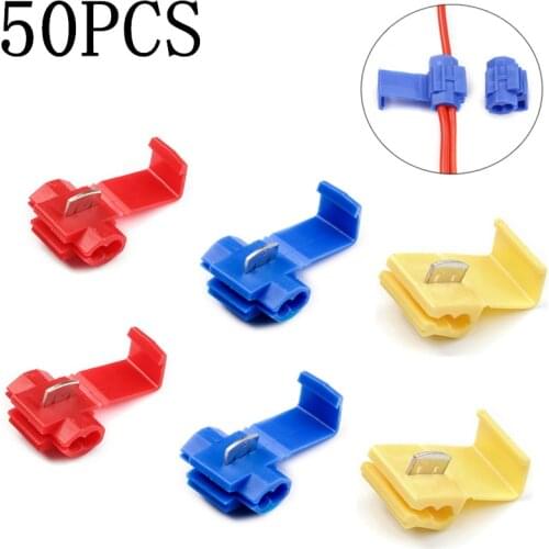 50PCS Scotch Lock Electric Wire Cable Connectors Quick Splice Terminals Crimp Non Destructive Without Breaking Line AWG 22-18