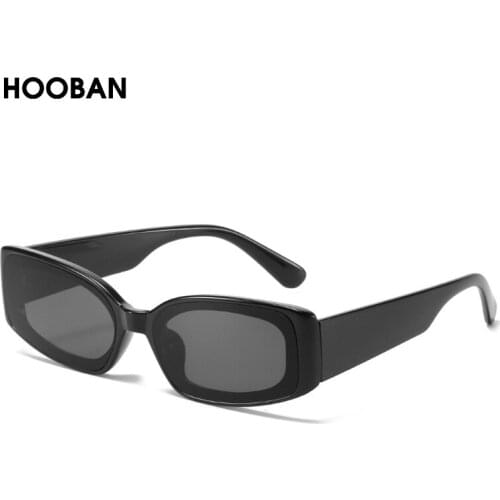 HOOBAN Fashion Rectangle Sunglasses Women Men Vintage Plastic Frame Sun Glasses Female Male Stylish Outdoor Eyewear Shade UV400