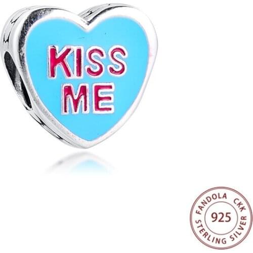 Fit Pandora Charm Bracelet 925 Sterling Silver Mixed Enamel Candy Hearts Charms Beads for Women DIY Jewelry Making Wholesale