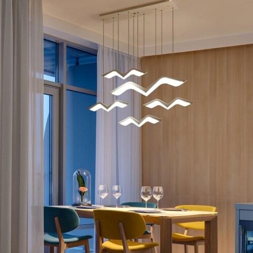 Modern Seagull Shape Restaurant Led Pendant Lamp Living Room Bedroom Hanglamp 220V Remote control Nordic Foyer Hall Luminaire