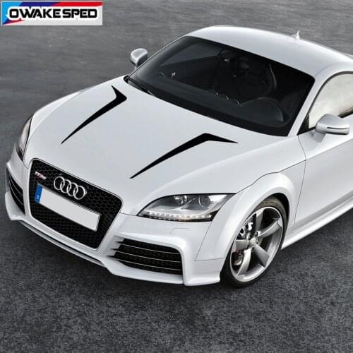 Racing Sport Stripes Car Hood Bonnet Sticker Auto Engine Cover Decor Vinyl Decals For Audi A3 A4 A5 A6 RS3 RS5 Q3 Q5 Q7 TT