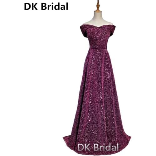 Sparkling Bridal Gown Zipper Back Sequined Boat Neck Cap Sleeves Long Evening Dress Party Formal Dress Prom Gowns robe de soiree