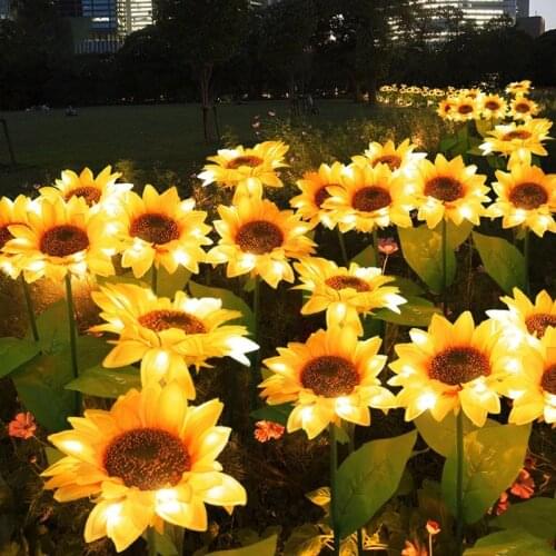 LED Solar Sunflower Landscape Lamp Waterproof Sunflower Lawn Light Christmas Flowers Lights for Courtyard Garden Decoration