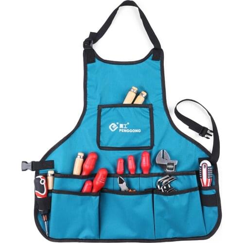 PENGGONG Waterproof Canvas Gardening Tool Apron Tools Bag with Pockets Adjustable Size Fits Men and Women