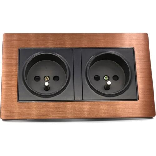 High quality ONE FT-SWS Double Rhodium Schuko Wall Socket with 24K gold plated Phosphor Bronze