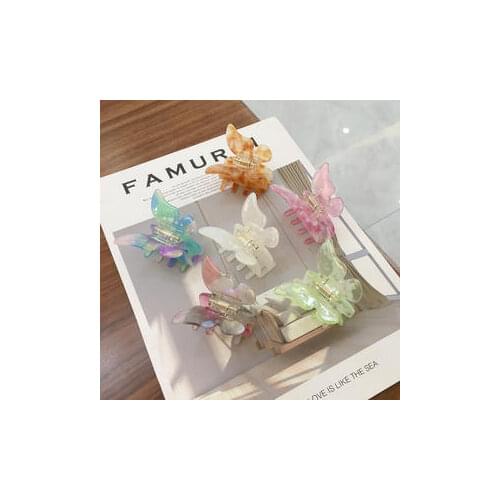 New Women Acetate Resin Hair Claw Sweet Elegant Fairy Butterfly Hair Clip Gradient Hair Clips Hair Jewelry