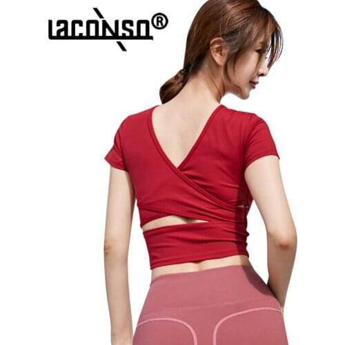 LACONSO 2021 Womens T-shirt Sports Top Tank Jersey Gym Yoga Runing Fitness Sleeve Uniform Summer Original Equipment Retro Train