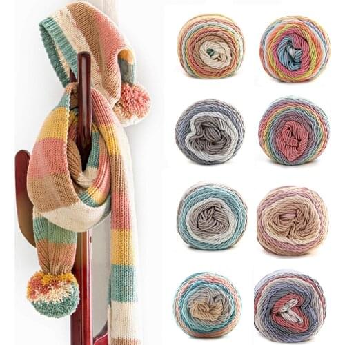 100g/Ball Rainbow Colorful Cotton Knitting Yarns 5 Strand Hand-Woven Thread for Thick Crochet Blanket Scarf Hat Sweater