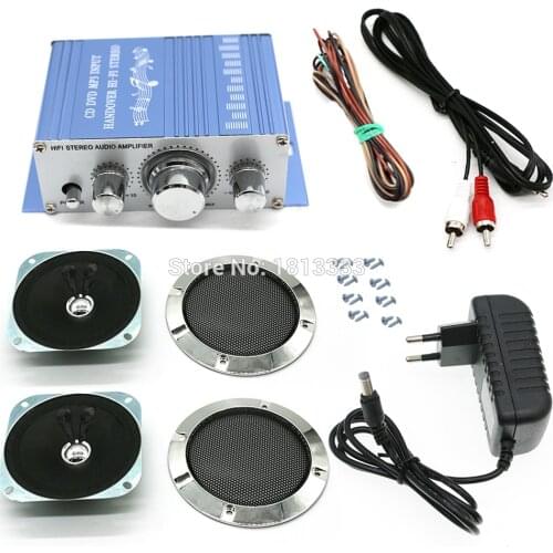 2 Channel HIFI Stereo Amplifier CD DVD MP3 Arcade Game Board Audio DIY Kit With Power Adapter + 4 Inch Speaker Grille