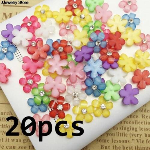 20PCS Daisy Flower Flatback Resin Cabochons Scrapbook Craft 10mm DIY Embellishments Phone Decor Headwear Accessories