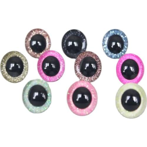 20pcs--Y10-9-12-14-16-20-24-30-35mm 3D glitter Candy color toy eyes + washer for woolen diy plush doll color option