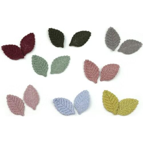 200Pcs Woolen yarn Leaves Patch Appliques DIY Craft Supplie Kids Headwear Hair Accessories Apparel Sewing Materials Leaf Blade