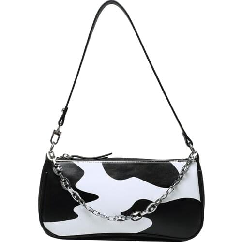 2020 Cow Pattern Small PU Leather Armpit Bags for Women Fashion Animal Pattern Shoulder Handbags Ins Luxury Female Chain Bag #30