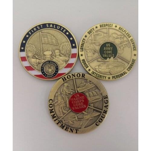 U.S. Army Marine Corps Core Value Commemorative Coin Collectible Coin Painted Craft Commemorative COPY