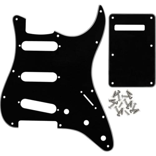 Free shipping!3Ply 11Hole SSS FD STD Strats Style Guitar Pickguard+Back Plate w/Screws for DIY & replacement (Black)