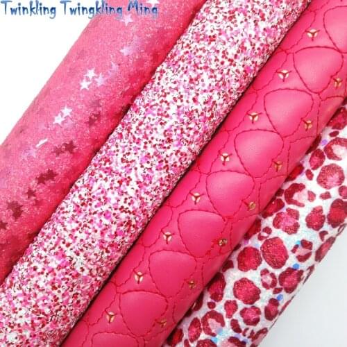 Twinkling Twinkling Ming Rose Leopard Chunky Glitter Leather Gold Star Glitter Synthetic Vinyl Faux Leather Fabric 21X29CM KM530