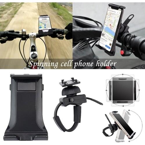 Big Size Adjustable Bicycle Tablet Holder Cycling Mobile Phone Buckle Mount Bracket Bike Handlebar Cell Stand for GYM Equipment
