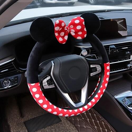 2021 Cute Cartoon Steering Wheel Cover for Girls Women Plush 14 Colors Car Accessories Steering Wheel Cover Creativity Universal