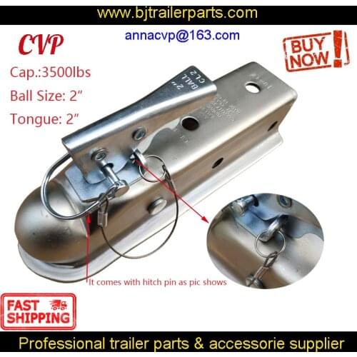 CVP High Quality Trailer Coupler 2" x 2", Hitch Ball Coupling Straight Tongue 2"3500lbs, RV Parts Camper Caravan Accessories