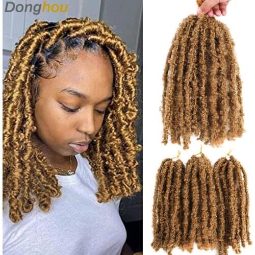 Donghou Distressed Butterfly Locs Crochet Synthetic Hair Butterfly Bob Faux Locs Crochet Braids Hair Messy Soft Locs For Kids