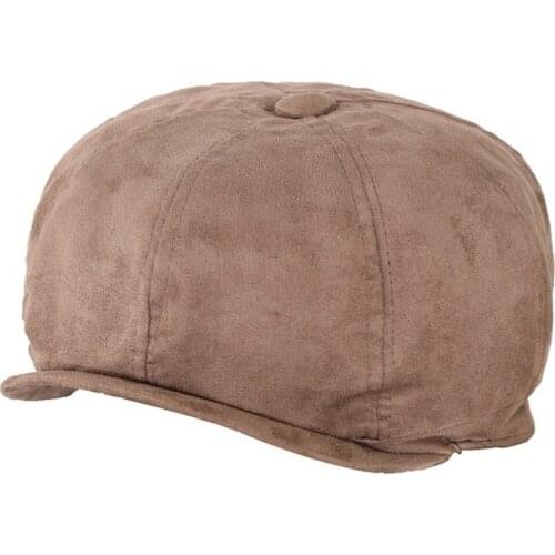 Classic Mens Hat Newsboy Cap Vintage Suede Fabric Short Brim Autumn Winter Fashion Stylish Woman Hat