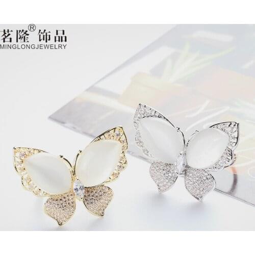Rings For Women Females Jewelry Accessory Bridal Wedding Engagement Promise Gift 2020 New Brand Designer Resizable Butterfly