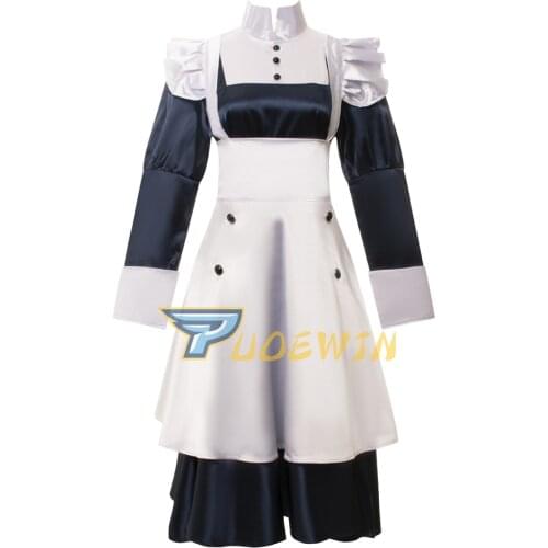 Anime Black Butler Mey Rin Maid Cosplay Costume Cute Girl Long Lolita Dress Vintage Bowknot Falbala Dress