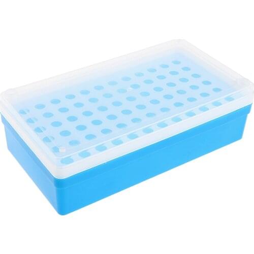 Laboratory Plastic 72 Nozzles 0.5ml Centrifuge Tube Stand Holder Box - Blue