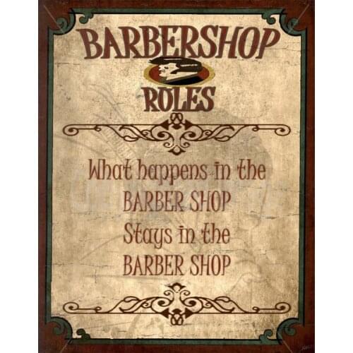 Barbershop Rules Metal Tin Sign Poster Wall Plaque Vintage Retro Style
