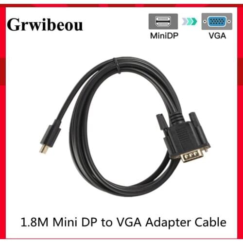 GRWIBEOU 1.8m Mini DisplayPort DP To VGA Cable Male to Male Displayport vga Connection Adapter 1080P for PC Laptop Projector