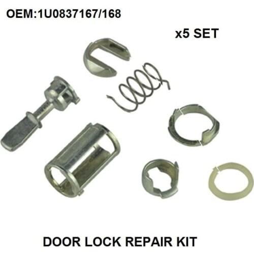 X5 Set Door Lock Cylinder Repair Kit For VW Mk4 Golf 4 Bora Front Left & Right 7 Piece OE: 1U0837167 New