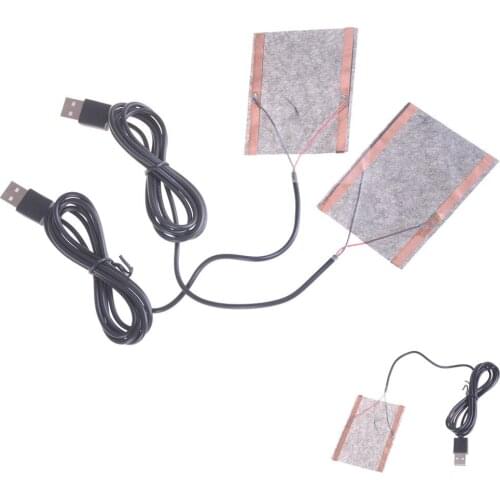 2Pcs 5V Carbon Fiber Heating Pad USB Heating Film Electric Infrared Fever Heat Mat Winter Warm Arm Waist Heat Glove Random Color