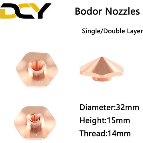 Fiber Laser Bodor Nozzles Single Layer/Double Layers D32 H15 M14 Caliber 0.8 - 4.0mm for Bodor Fiber Laser Cutting Head