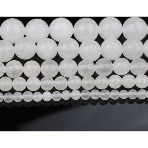 Natural Milk White Jades Stone 4 6 8 10 12MM Round Chalcedony Beads for Jewelry Making Diy Bracelet Necklace Wholesale 15 Inch