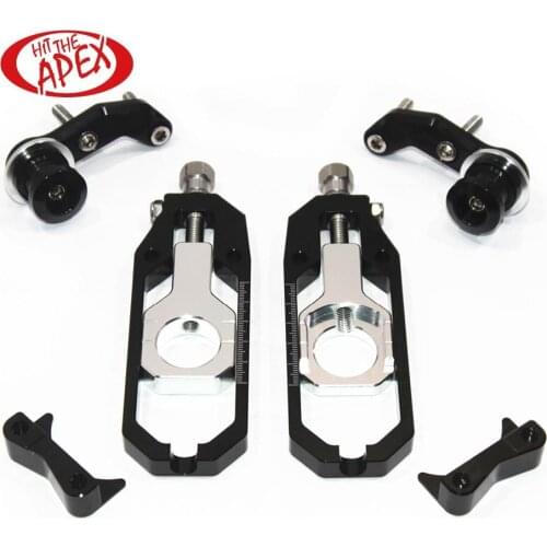 Chain Adjuster Tensions Fit for Aprilia RSV4 2009 2010 2011 2012 2013 2014 CNC Catena Rear Axle Spindle With Paddock Bobbins