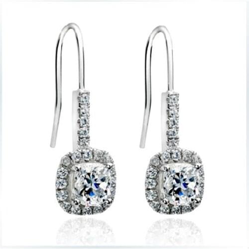 Solid Platinum PT950 Earrings 1CT Brilliant Diamond Women Engagement Earrings Beautiful Ear Jewelry Lasting Forever