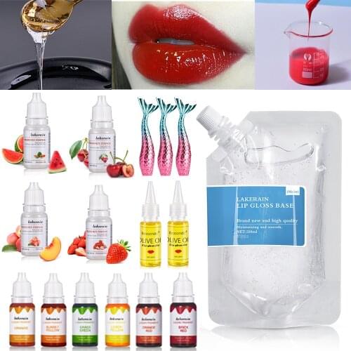 25/50ML Transparent Lip Gloss Base Oil DIY Lip Gloss Raw Material Gel with Lipgloss Tube Pigment Powder Glitter Flavor Essence