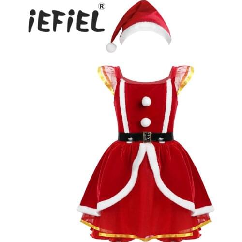 Girls Christmas Dress Santa Claus New Year Dress for Girls Xmas Party Clothes Kids Children Festival Costumes Princess Dress