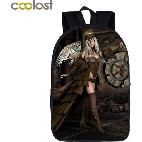 Steampunk mechanical angel / animal backpack for teenager boys girls school bags laptop backpack women men travel bag bookbag