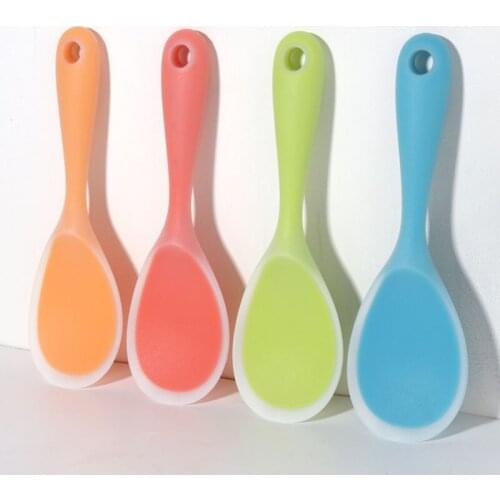 Non-stick Pan Rice Spoon Kitchen Accessories Silicone Cooking Tools 1Pcs Long Handle Translucent Heat-resistant