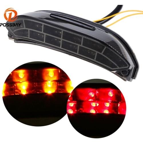 POSSBAY LED 12V Motorcycle Taillight Brake Rear Lamp Stop Light Motorbike Bulb for Yamaha R1 2015 2016 2017 Luces Motocicleta