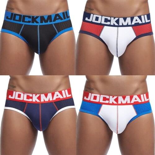JOCKMAIL Men Underwear Sexy Polyester Mesh Comfortable Men Briefs 4-Pack Slip Cueca Male Panties Underpants Briefs Gay Pants XXL