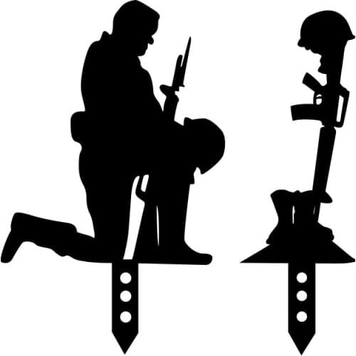 Garden Decoration Stake Metal Fallen Soldier Silhouette Outdoor Decor Plug-in Kneeling Character Courtyard Sign Statue jlrr