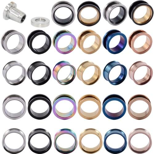 2PC 2-30mm Ear Gauges 316L Stainless Steel Ear Tunnels Plugs Piercing Ear Stretchers Expander Tunnels Body Piercing Jewelry