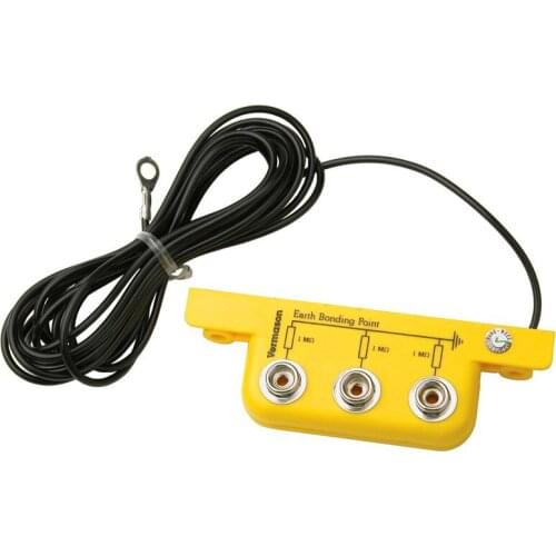 VERMASON 231345 Earth Bonding Point Bar, 3 x 10mm Studs, 1Mohm Resistor, 3m Ring Terminal Lead